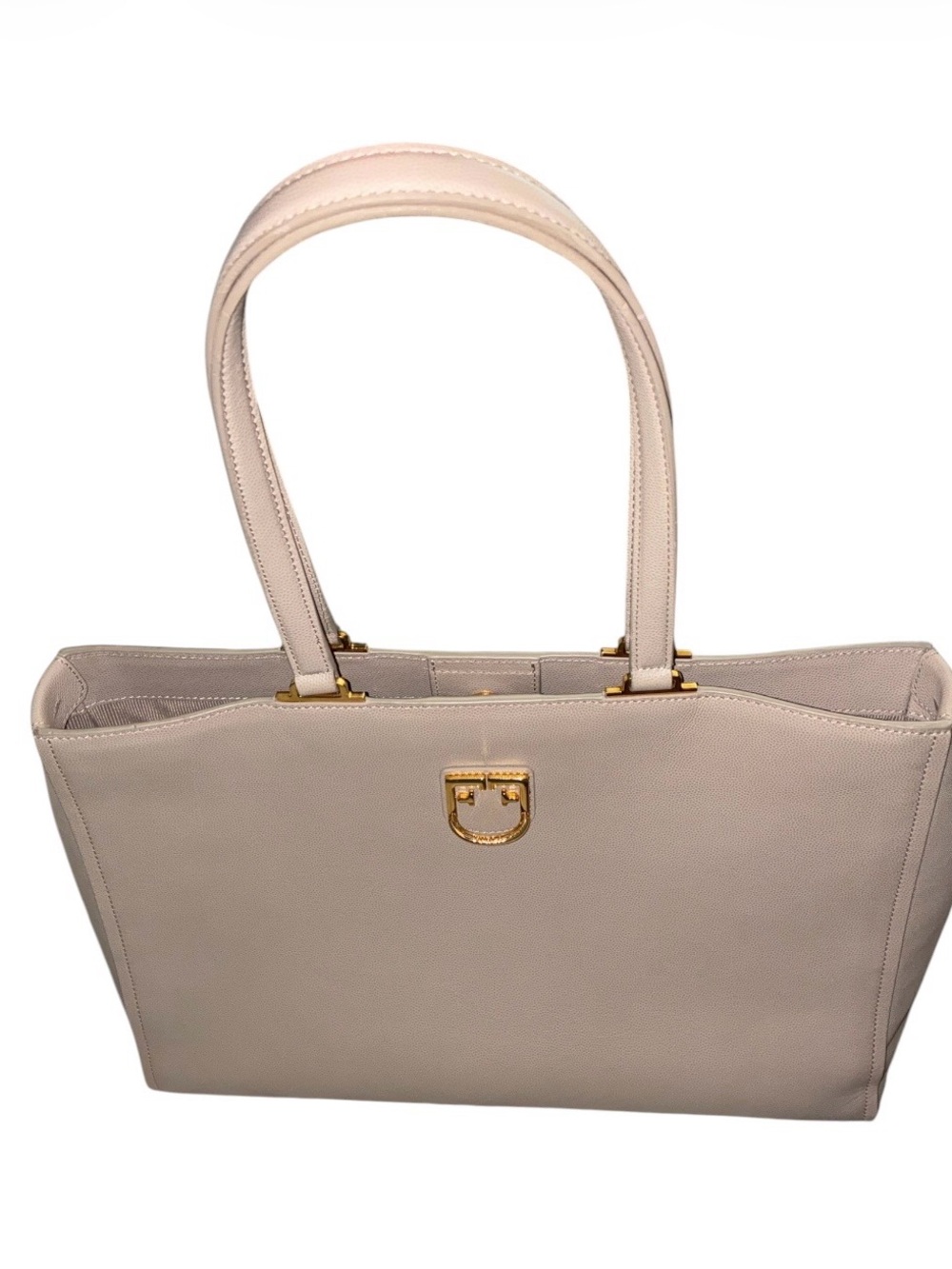 Like New Furla Belvedere Medium Tote Bag pink/beige leather with gold hardware